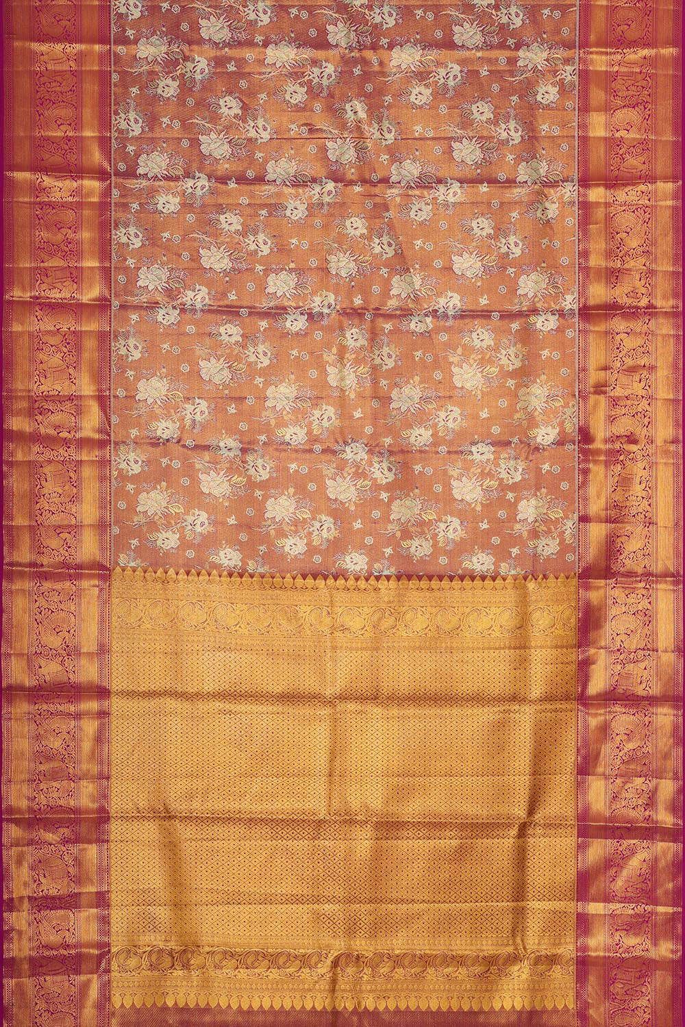 Collection of Kanchipattu Purple Tissue Brocade Saree in a gallery layout