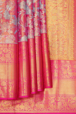 Collection of Kanchipattu Pink Tissue Brocade Saree in a gallery layout