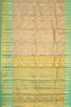 Collection of Kanchipattu Turquoise Blue Tissue Brocade Saree in a gallery layout