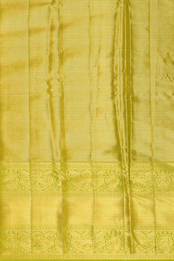 Collection of Kanchipattu Parrot Green Tissue Brocade Saree in a gallery layout