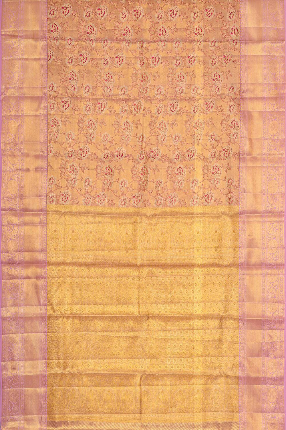 Collection of Kanchipattu Lavender Pink Tissue Brocade Saree in a gallery layout