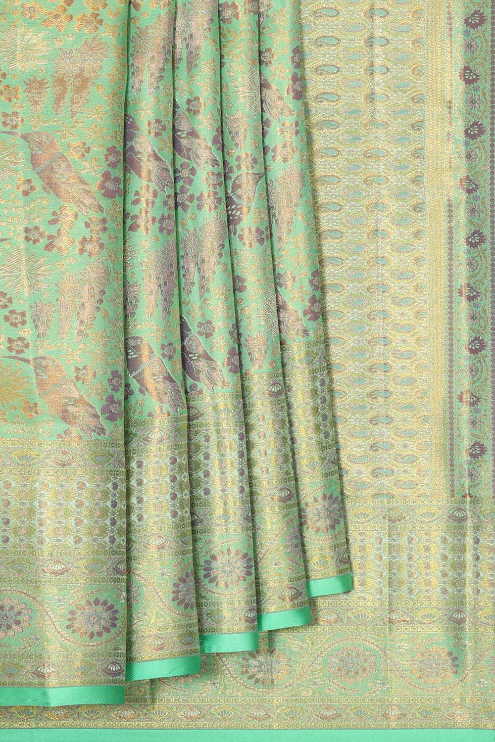 Collection of Kanchipattu Light Sea Green Brocade Saree in a gallery layout