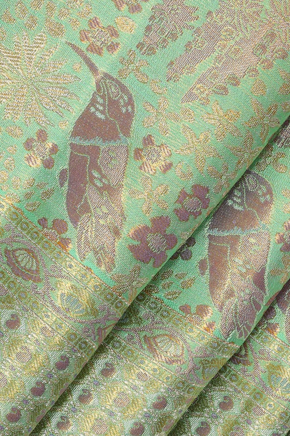 Collection of Kanchipattu Light Sea Green Brocade Saree in a gallery layout