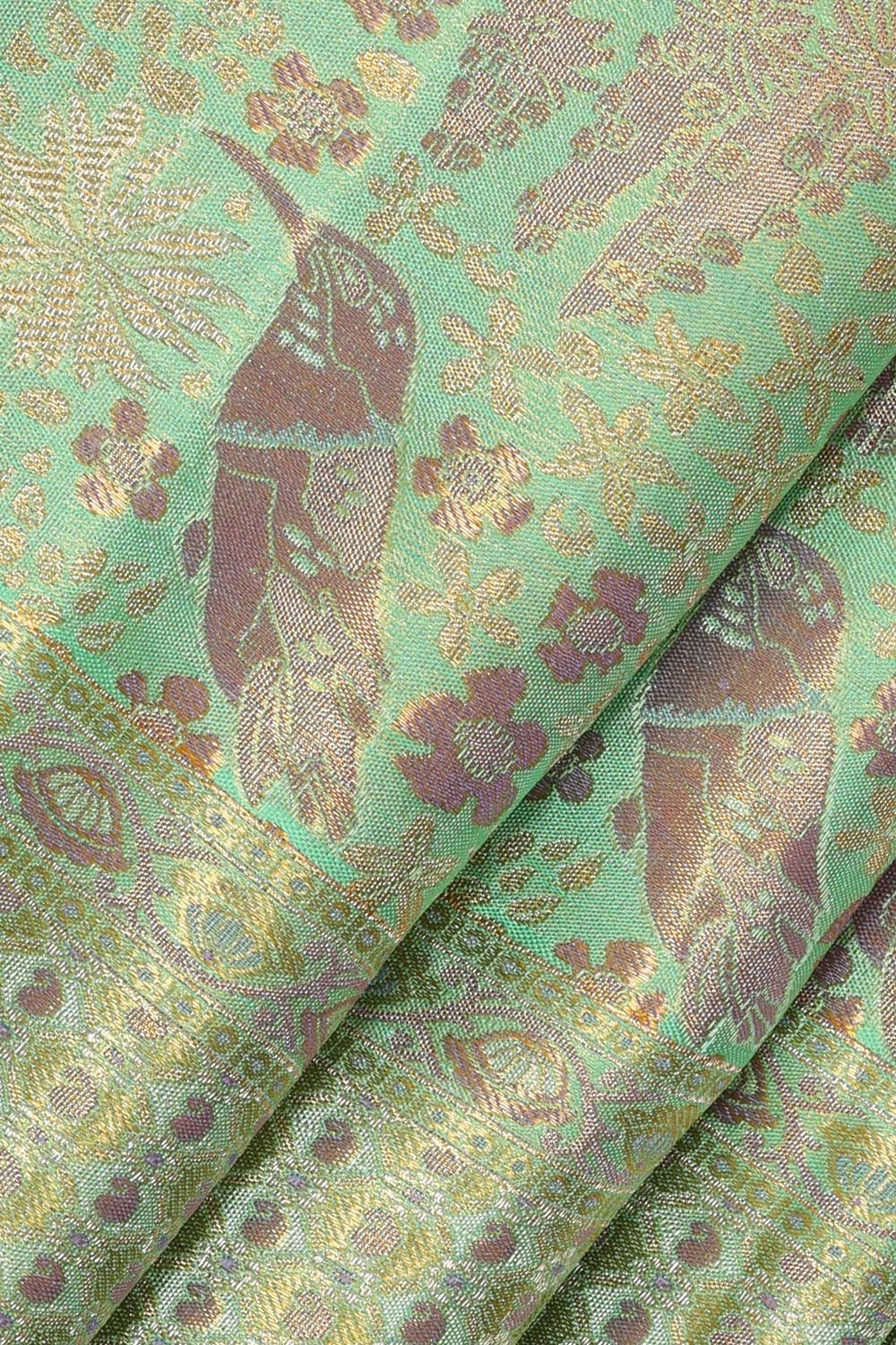 Image of Kanchipattu Light Sea Green Brocade Saree