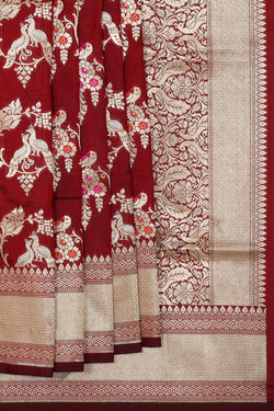 Collection of Banarasi Silk Maroon Saree in a gallery layout