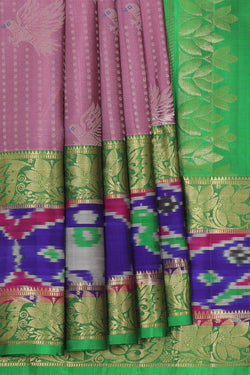 Collection of Kanchipattu Onion Pink Brocade Saree in a gallery layout