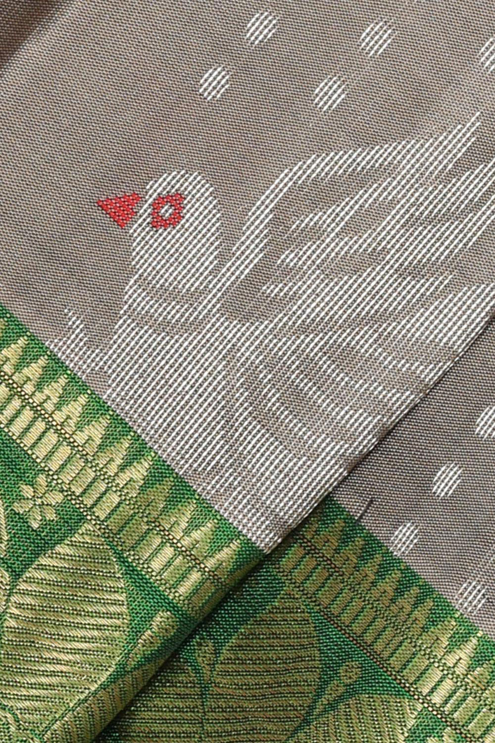 Kanchipattu Pale Grey Brocade Saree