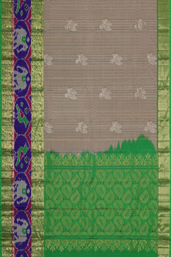 Image of Kanchipattu Pale Grey Brocade Saree