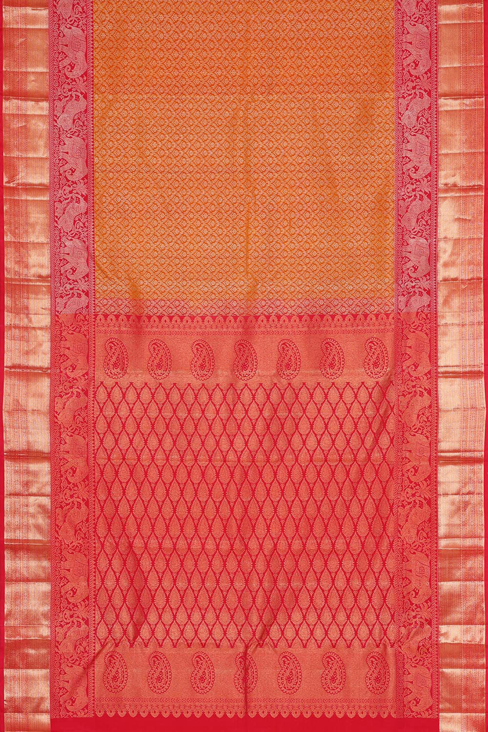 Collection of Kanchipattu Orange Brocade Saree in a gallery layout