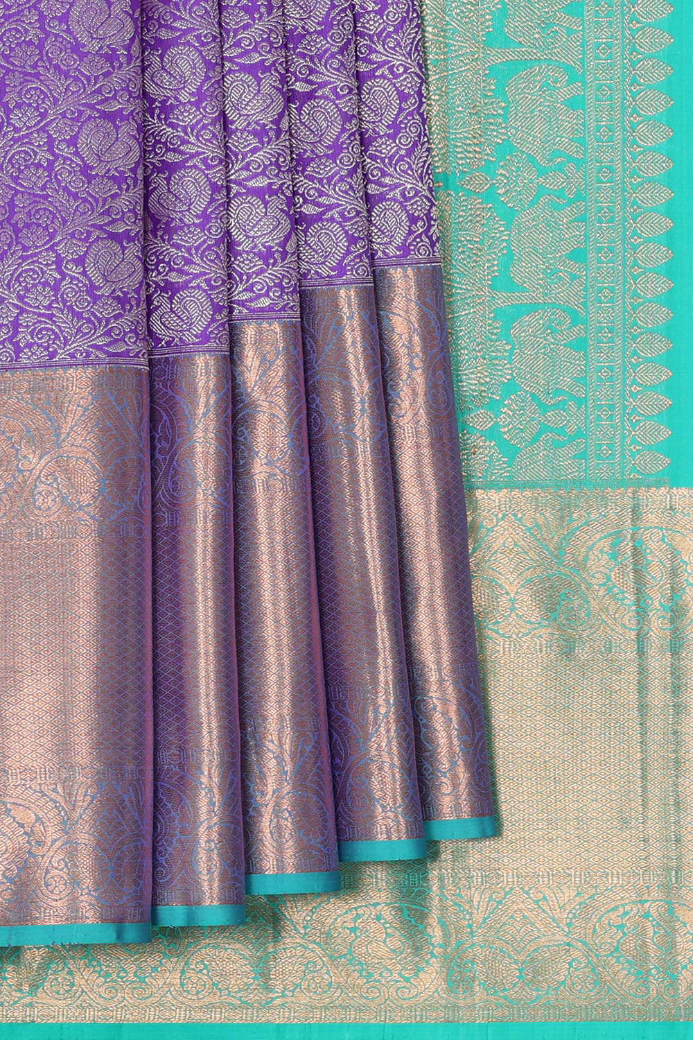 Collection of Kanchipattu Purple Brocade Saree in a gallery layout