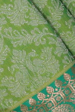 Collection of Kanchipattu Golden Green Brocade Saree in a gallery layout