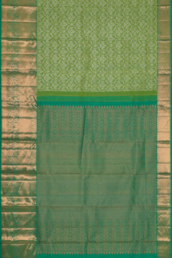 Collection of Kanchipattu Golden Green Brocade Saree in a gallery layout