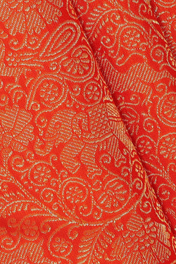 Image of Kanchipattu Orange Brocade Saree