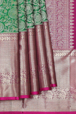 Collection of Kanchipattu Dark Green Brocade Saree in a gallery layout