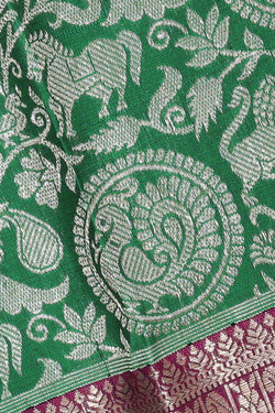 Collection of Kanchipattu Dark Green Brocade Saree in a gallery layout