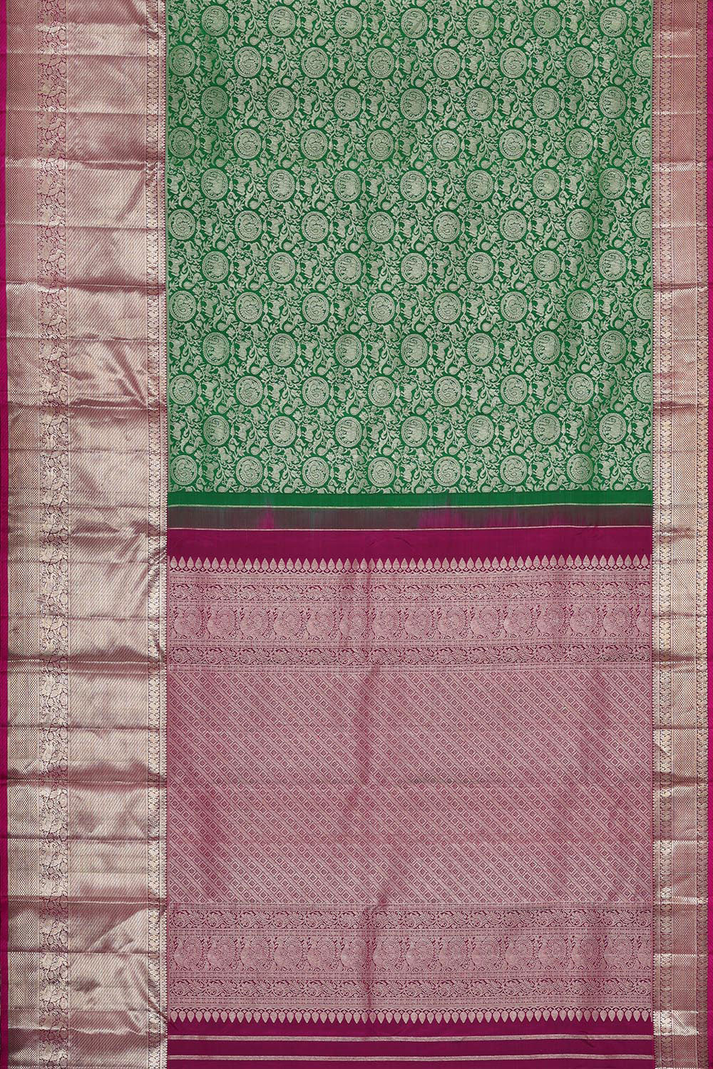 Collection of Kanchipattu Dark Green Brocade Saree in a gallery layout