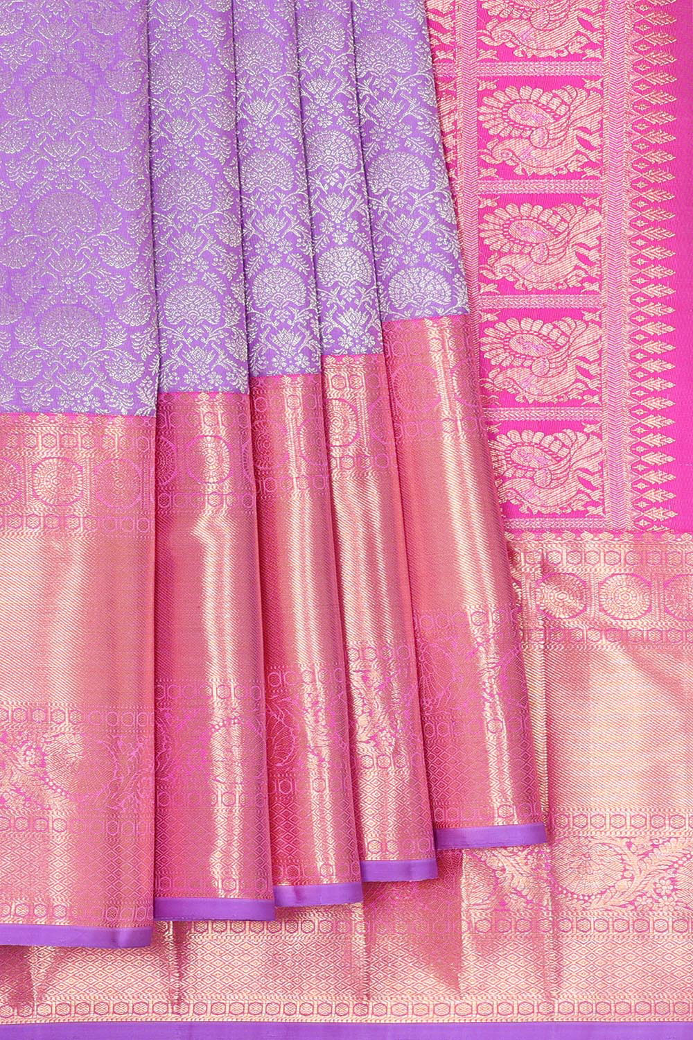 Collection of Kanchipattu Lavender Brocade Saree in a gallery layout