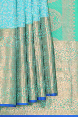 Collection of Kanchipattu Sky Blue Brocade Saree in a gallery layout