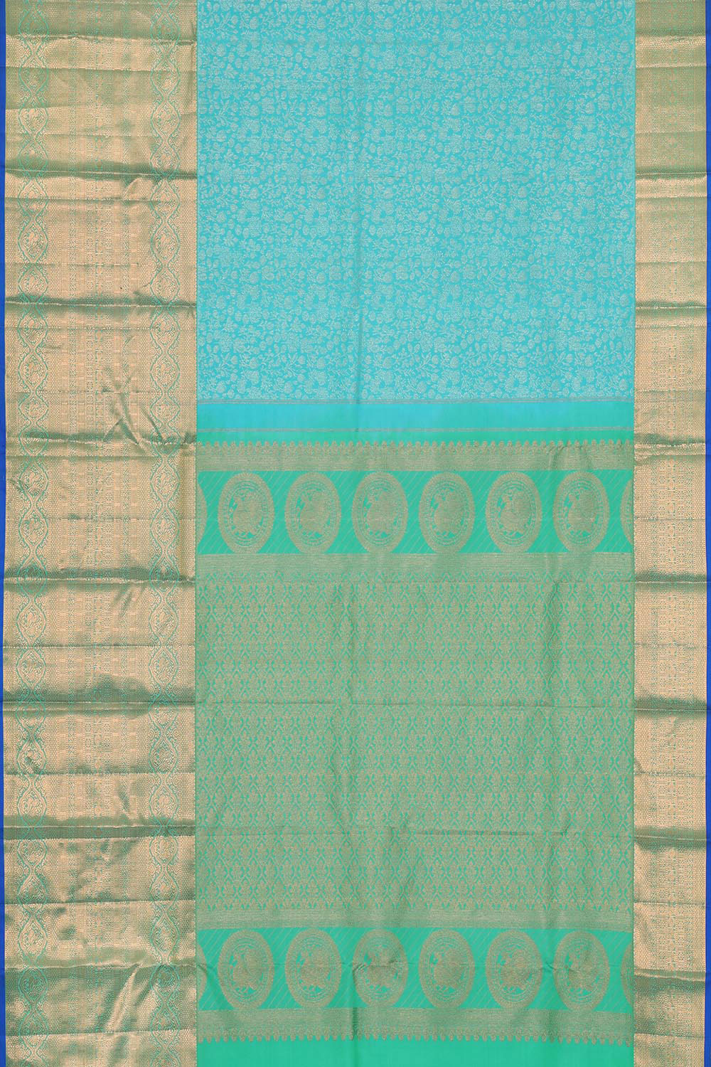 Collection of Kanchipattu Sky Blue Brocade Saree in a gallery layout