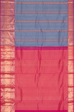 Collection of Kanchipattu Dark Ocean Blue Brocade Saree in a gallery layout