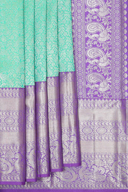 Collection of Kanchipattu Mint Green Brocade Saree in a gallery layout