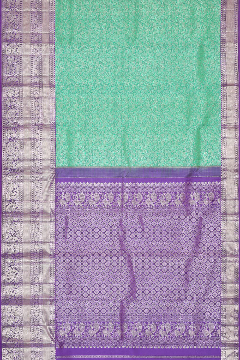 Collection of Kanchipattu Mint Green Brocade Saree in a gallery layout