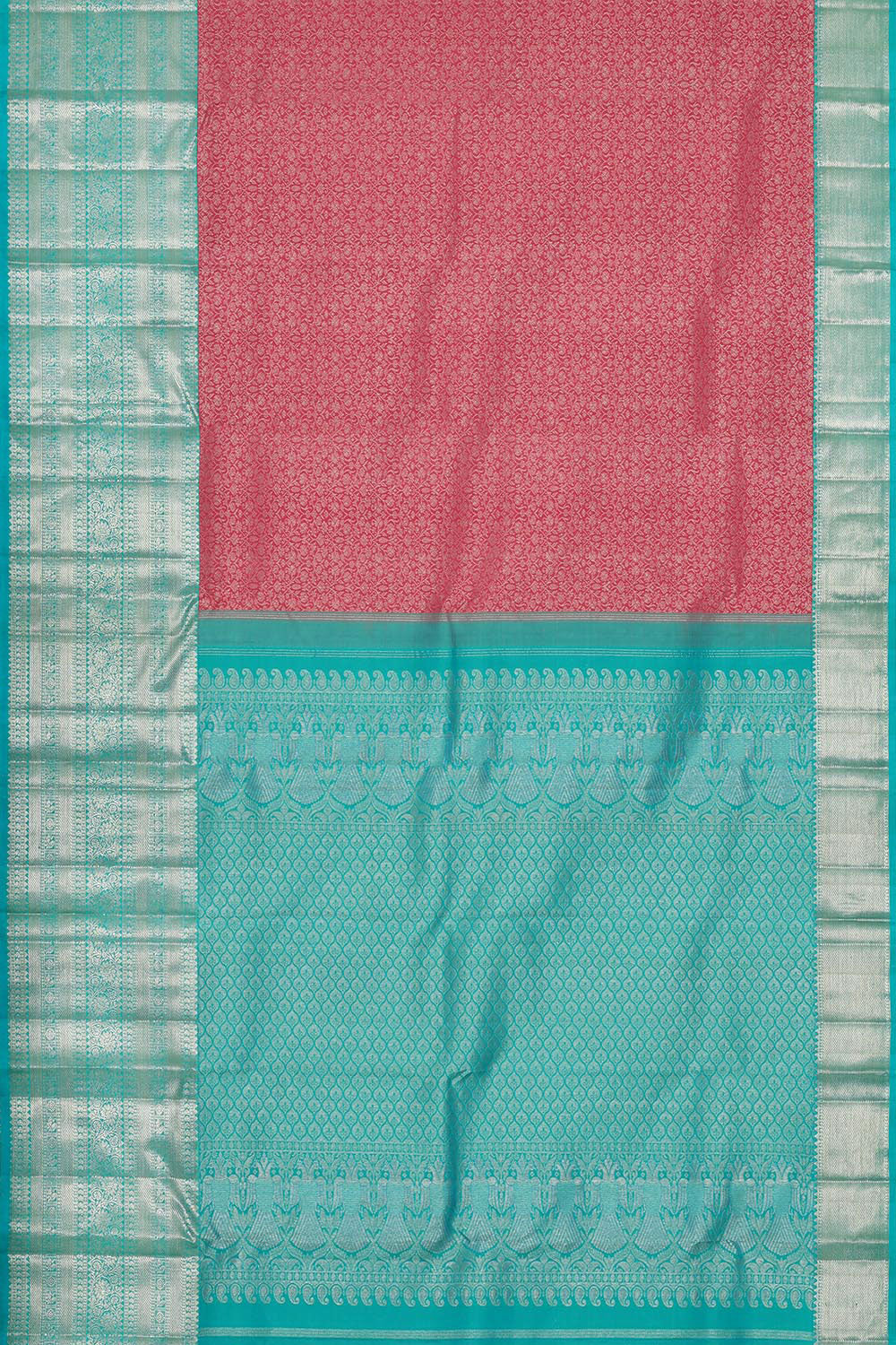 Collection of Kanchipattu Pinkish Red Brocade Saree in a gallery layout