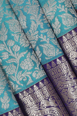 Collection of Kanchipattu Light Teal Blue Brocade Saree in a gallery layout