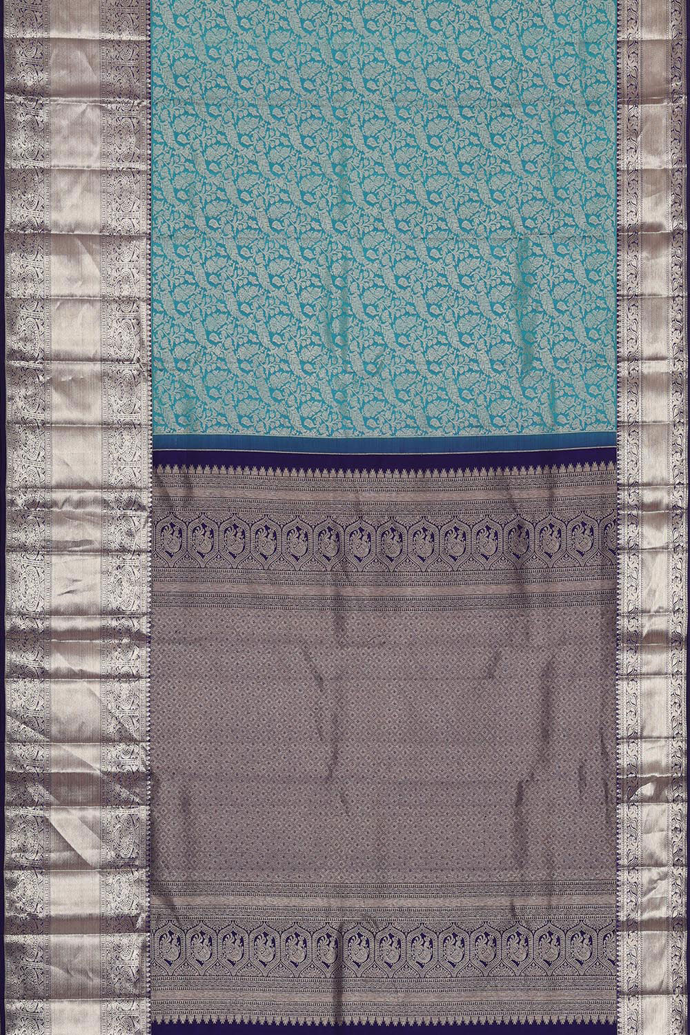 Collection of Kanchipattu Light Teal Blue Brocade Saree in a gallery layout