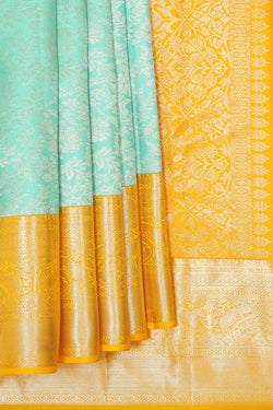 Collection of Kanchipattu Sea Blue Brocade Saree in a gallery layout