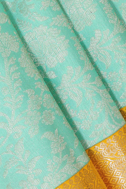 Collection of Kanchipattu Sea Blue Brocade Saree in a gallery layout