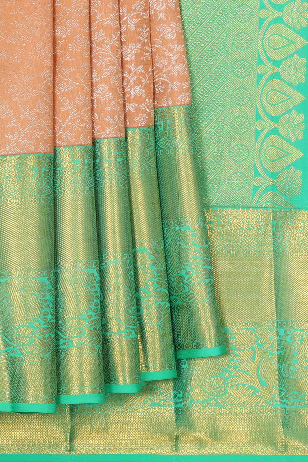 Collection of Kanchipattu Peach Brocade Saree in a gallery layout