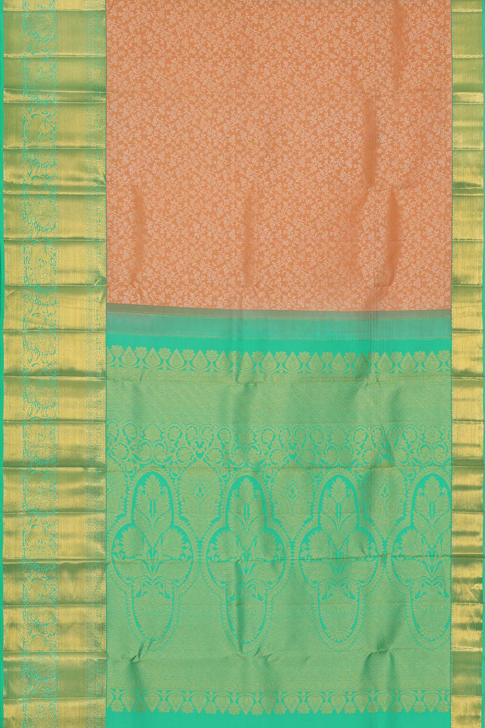 Collection of Kanchipattu Peach Brocade Saree in a gallery layout