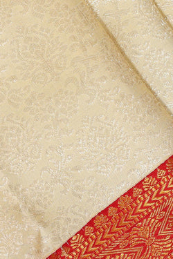 Collection of Kanchipattu Cream Brocade Saree in a gallery layout