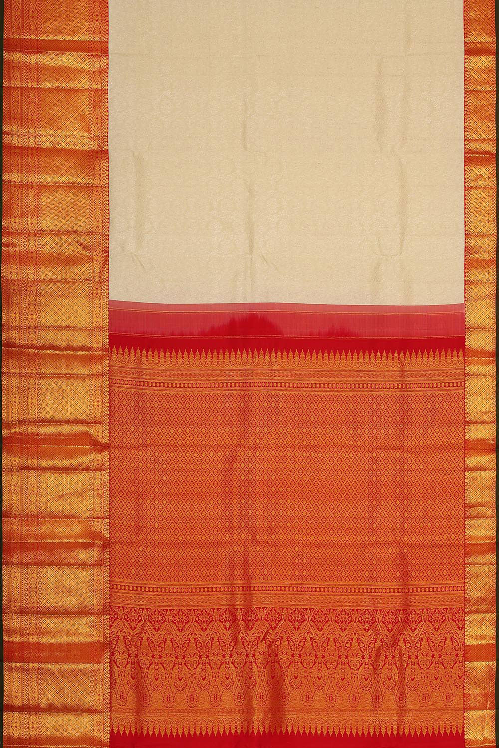 Collection of Kanchipattu Cream Brocade Saree in a gallery layout