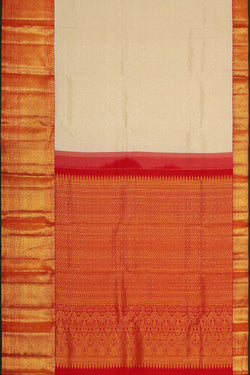 Collection of Kanchipattu Cream Brocade Saree in a gallery layout