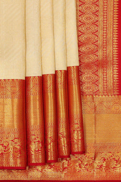 Collection of Kanchipattu Cream Brocade Saree in a gallery layout