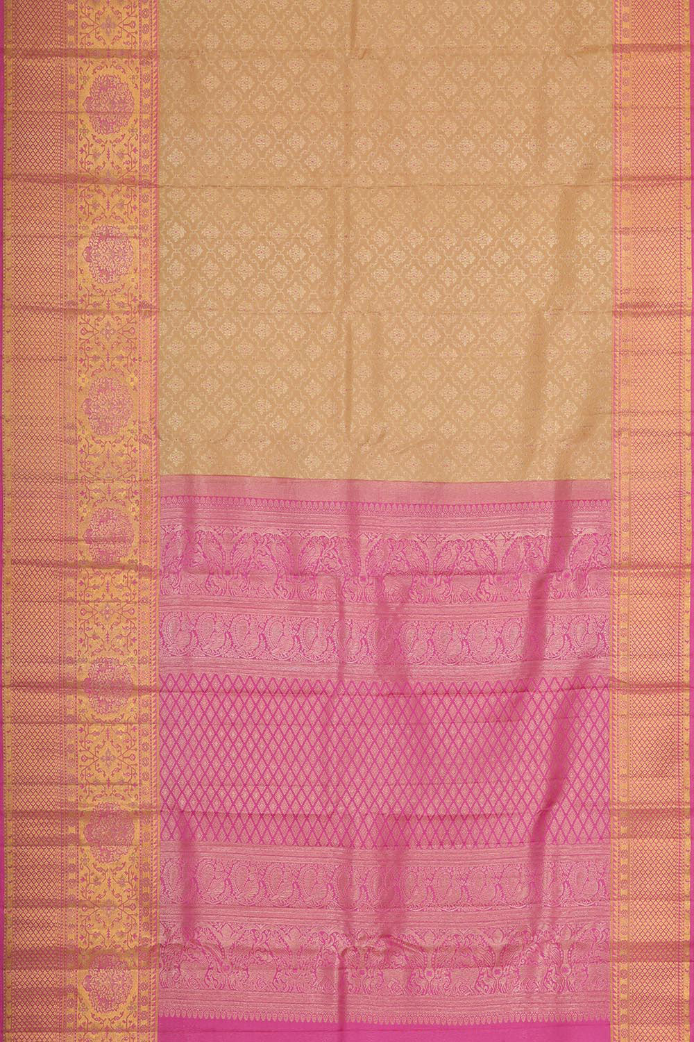 Image of Kanchipattu Dark Cream Brocade Saree