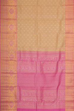 Collection of Kanchipattu Dark Cream Brocade Saree in a gallery layout