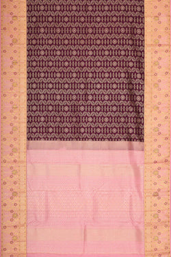 Collection of Kanchipattu Wine Colour Brocade Saree in a gallery layout