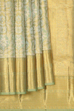 Collection of Kanchipattu Pista Green Tissue Brocade Saree in a gallery layout