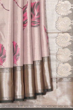 Collection of Kanchipattu Pale Mauve Tissue Brocade Saree in a gallery layout