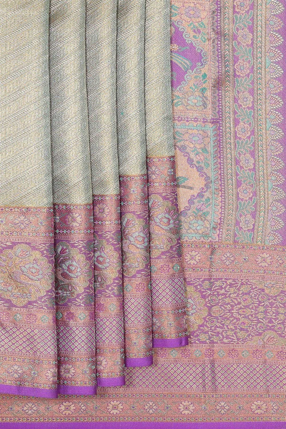 Collection of Kanchipattu Light Pista Green Brocade Saree in a gallery layout