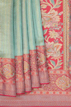 Collection of Kanchipattu Sea Green Brocade Saree in a gallery layout