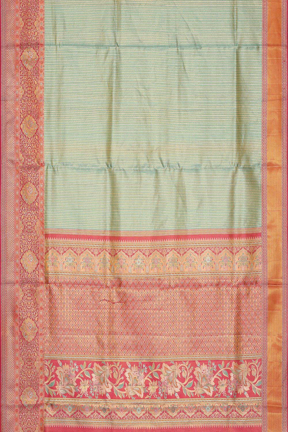 Collection of Kanchipattu Sea Green Brocade Saree in a gallery layout