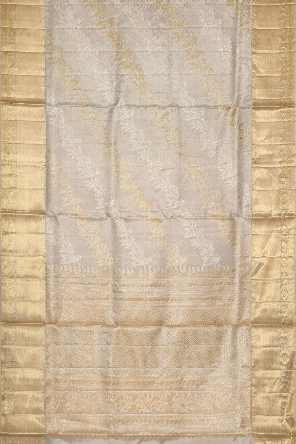 Collection of Kanchipattu Silver Tissue Brocade Saree in a gallery layout