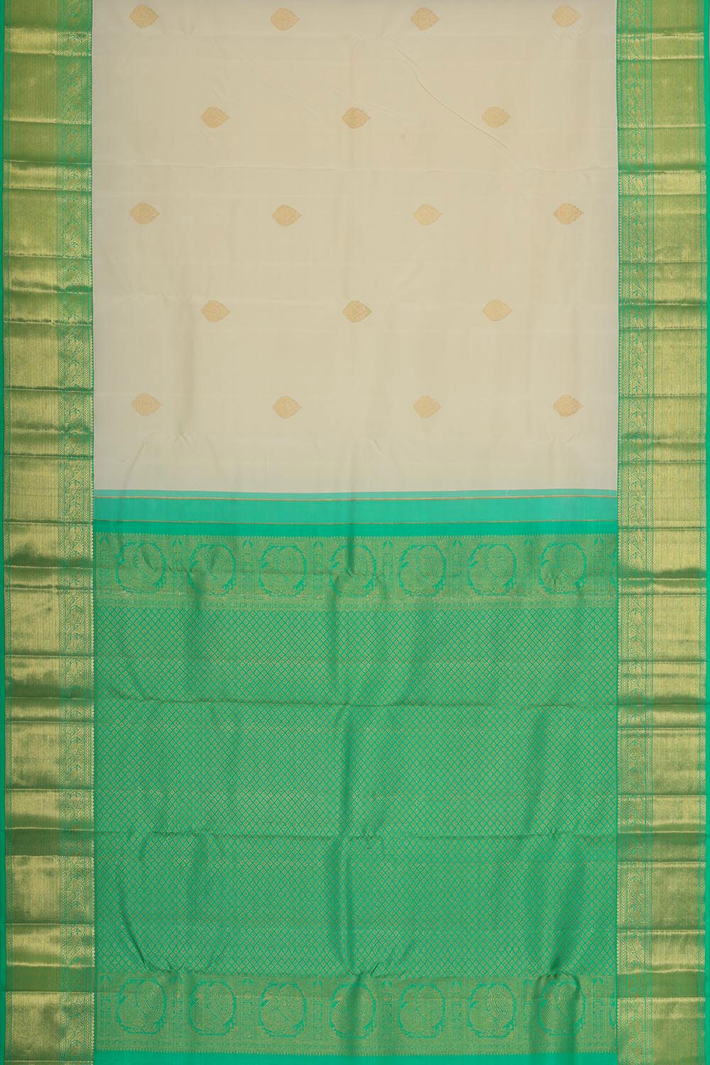 Collection of Kanchipattu Cream Brocade Saree in a gallery layout