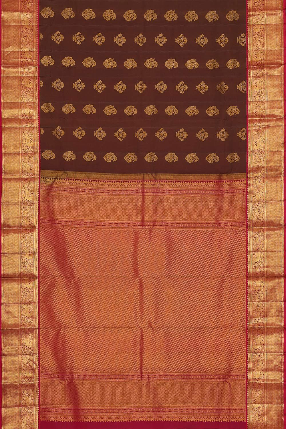 Collection of Kanchipattu Brown Brocade Saree in a gallery layout