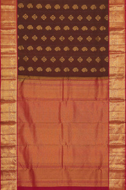 Collection of Kanchipattu Brown Brocade Saree in a gallery layout