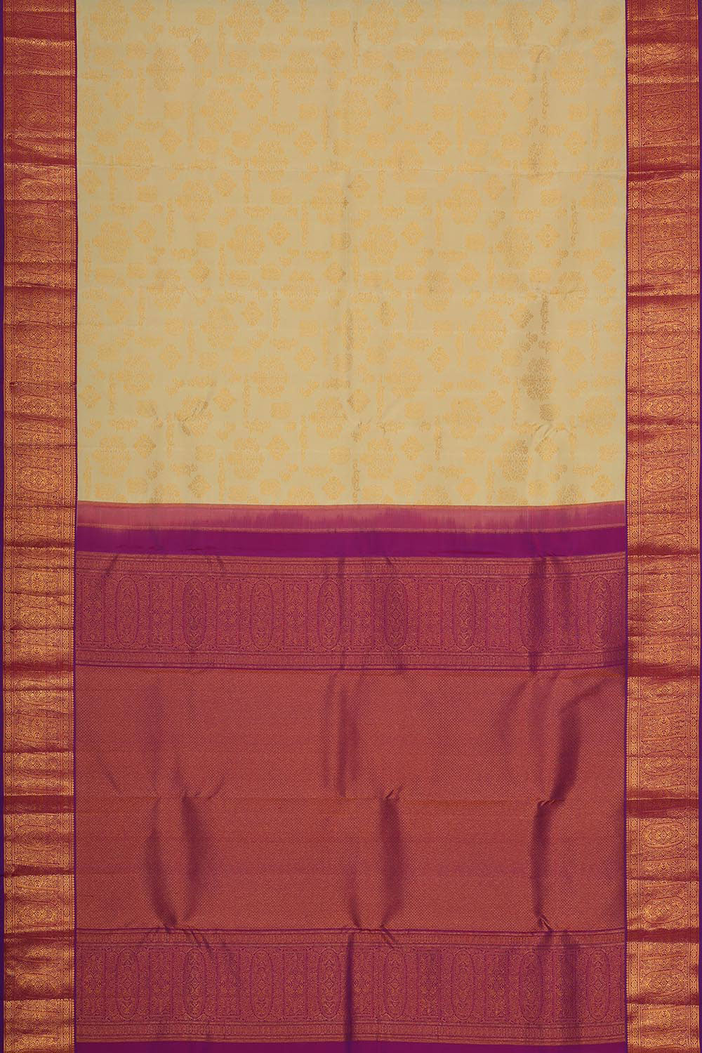 Collection of Kanchipattu Cream Brocade Saree in a gallery layout